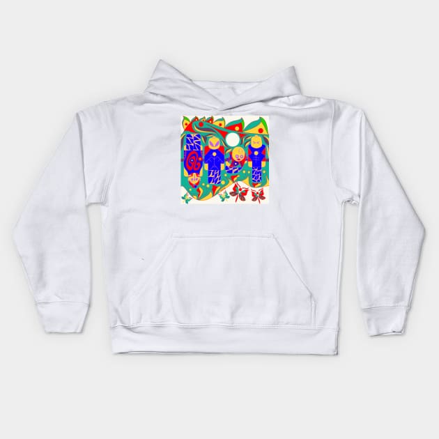 aztec pattern in brick mask soccer team ecopop Kids Hoodie by jorge_lebeau